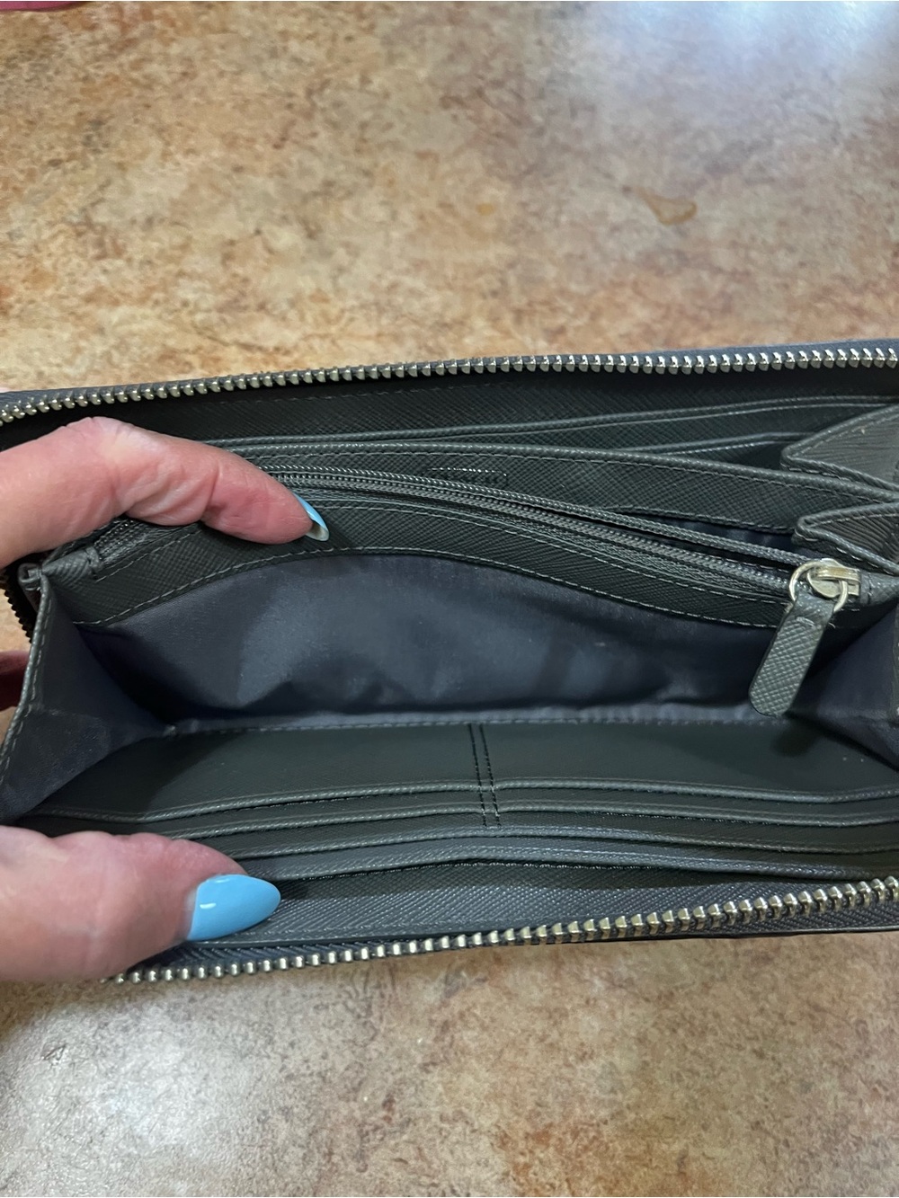Coach Gray Signature Zip Wallet - Picture 3 of 6